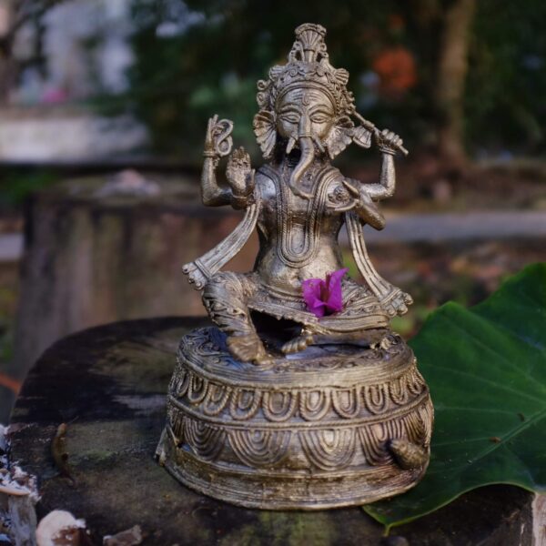 Dokra Statue of Lord Ganesha - Large Size in sitting position