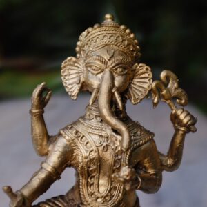 Large Dokra Statute of Dancing Ganesha