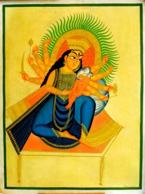 Kalighat Patachitra Ganesh Janani Durga Painting Pattachitra
