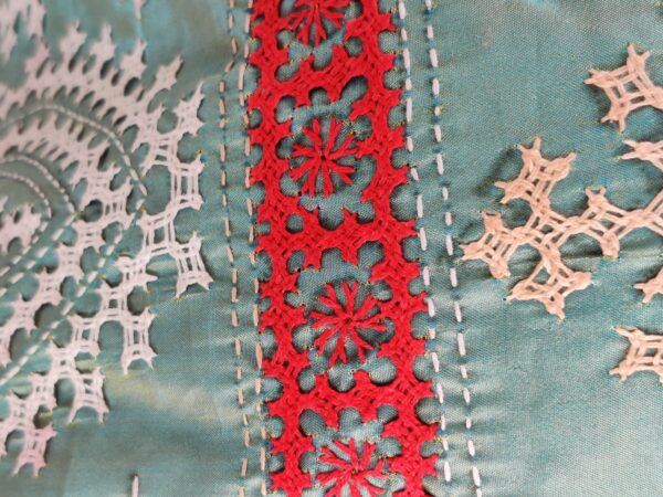 Gujrati stitch onBishnupur katan silk saree multi coloured