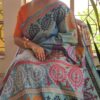 Gujrati stitch on Bishnupur katan silk saree multi coloured (2) Gujrati stitch onBishnupur katan silk saree multi coloured