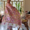 Katha stitch on white Bishnupur katan silk multi coloured (5) Katha Stitch On White Bishnupur Katan Silk