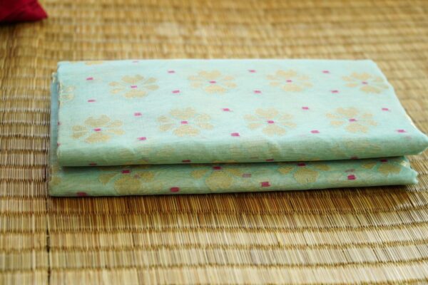 Authentic Jamdani Saree from Bangladesh - sea green and pink