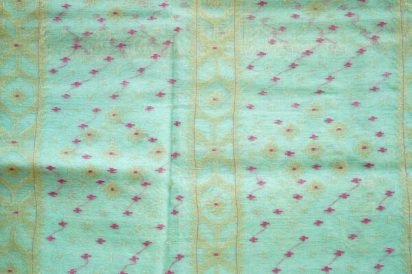 Authentic Jamdani Saree from Bangladesh - sea green and pink