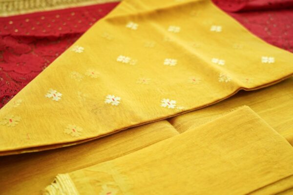 Authentic Jamdani Saree from Bangladesh - chrome yellow