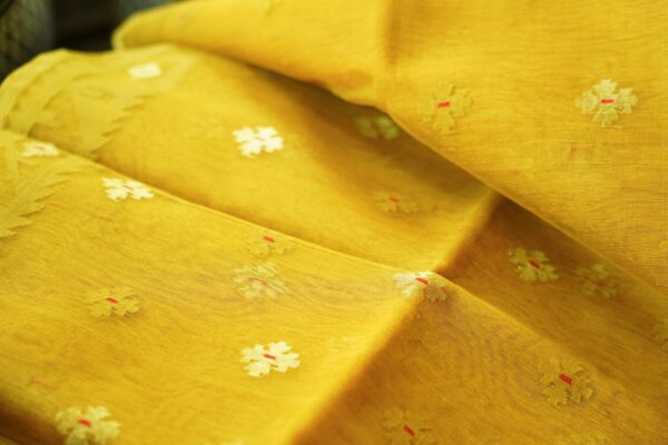 Authentic Jamdani Saree from Bangladesh - chrome yellow