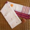 OFF WHITE TANGAIL SAREE FLOWER DESIGN ALL OVER THE BODY.  100% Cotton