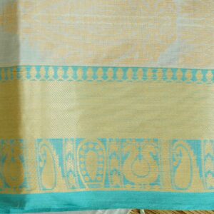 BLUE TANGAIL SAREE WITH GOLDEN AND BLUE PAAR. 100% Cotton .