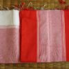 OFF WHITE AND RED TANGAIL SAREE  100% Cotton