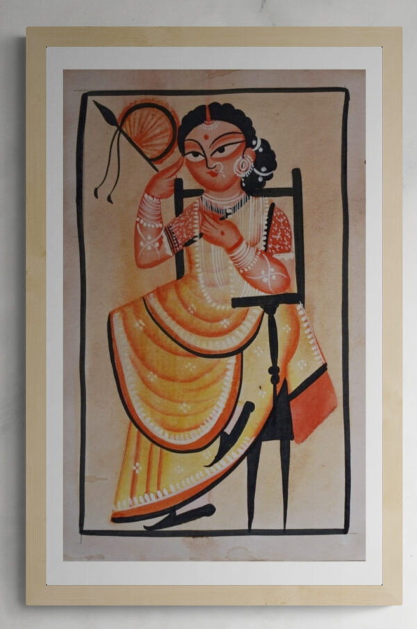 AUTHENTIC PATACHITRA PAINTING LADY WITH HATHPAKHA 100% HAND PAINTED