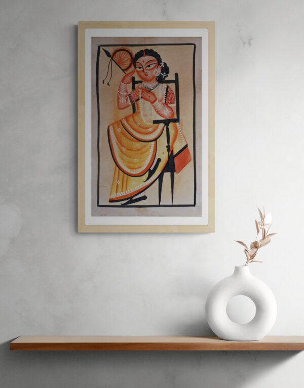 AUTHENTIC PATACHITRA PAINTING LADY WITH HATHPAKHA 100% HAND PAINTED