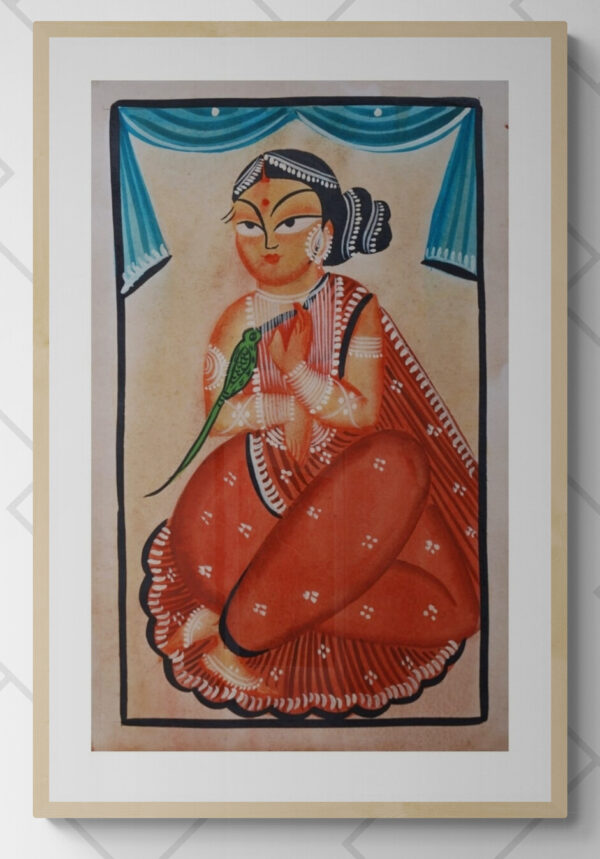 AUTHENTIC PATACHITRA PAINTING LADY WITH BIRD 100% HAND PAINTED