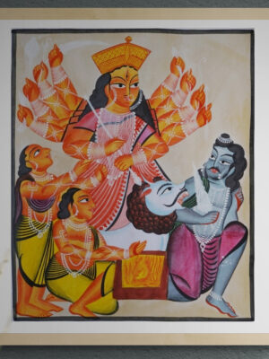 Hand-Painted Pattachitra Durga Painting on Paper