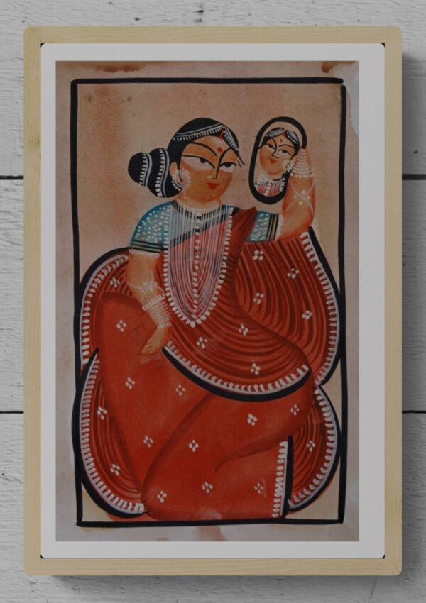 AUTHENTIC PATACHITRA PAINTING LADY WITH MIRROR 100% HAND PAINTED