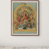 Reprint of Goddess Durga as Mahishasurmardini, in traditional Bengali style—ten-armed Durga slaying Mahishasura, flanked by Lakshmi, Saraswati, Ganesha, Kartikeya, and her lion, printed on matte paper