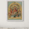 Reprint of Goddess Durga as Mahishasurmardini, in traditional Bengali style—ten-armed Durga slaying Mahishasura, flanked by Lakshmi, Saraswati, Ganesha, Kartikeya, and her lion, printed on matte paper