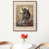 Reprint of Kali as Mundamala Dharini, standing on Shiva, with a garland of severed heads, battlefield background, printed on matte paper