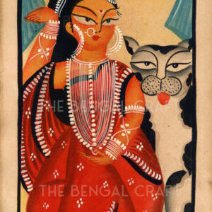 Kalighat Painting of Woman with Cat