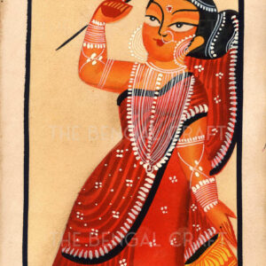 Kalighat Painting of a Dancer in Red