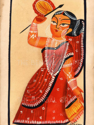 Kalighat Painting of Woman with Fan