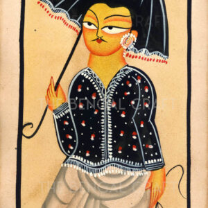 Kalighat Painting of Man with Umbrella