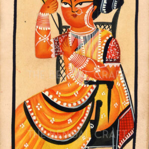 Kalighat Painting of Woman with Fan