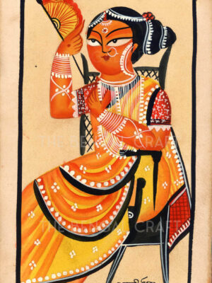 Kalighat Painting of Woman with Fan