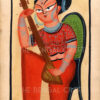 Kalighat Painting of a Musician with Lute