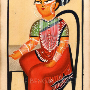 Kalighat Painting of a Traditional Woman