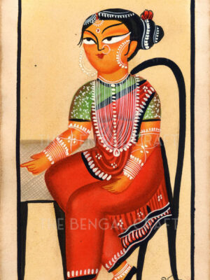 Kalighat Painting of a Traditional Woman