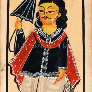Kalighat Painting of Man with Umbrella