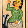 Kalighat Painting of Man and Dog
