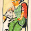 Kalighat painting depicting a woman with a cow