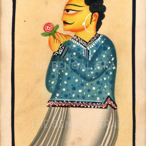 Kalighat Painting of a Man with Rose