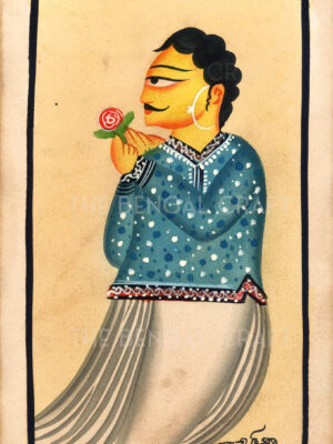 Kalighat Painting of a Man with Rose