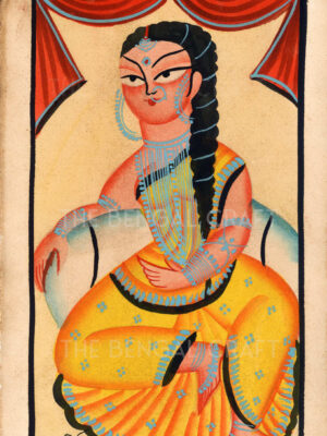 Kalighat Painting of a Woman in Yellow