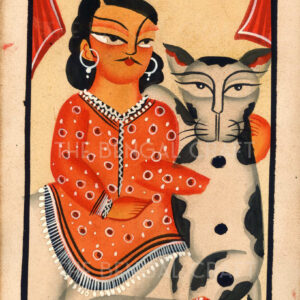 Kalighat Painting of Man and Cat
