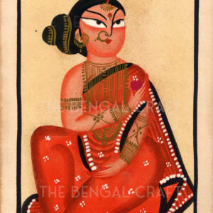 Kalighat Painting of a Woman in Red