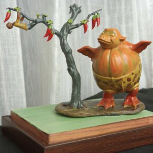 Kumro Potash (কুমড়োপটাশ) hand-painted collectible miniature inspired by Sukumar Roy’s Abol Tabol