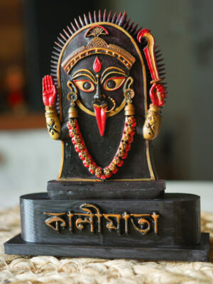 Hand-painted Maa Kali resin collectible miniature inspired by Kalighat art and crafted in Kolkata