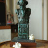 Hand-painted Rabindranath Tagore collectible bust inspired by Ramkinkar Baij, mounted on a wooden display base