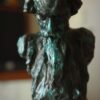 Hand-painted Rabindranath Tagore collectible bust inspired by Ramkinkar Baij, mounted on a wooden display base
