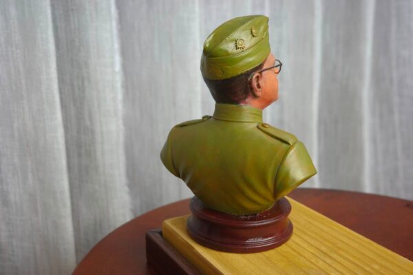 netaji 3 Netaji Subhas Chandra Bose hand-painted collectible bust in military uniform with cap and round spectacles